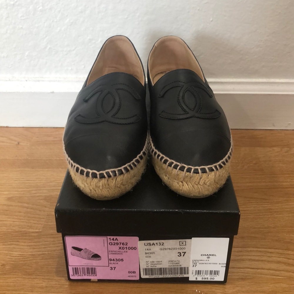 Chanel Espadrilles Black Sz EU37 US6.5-7